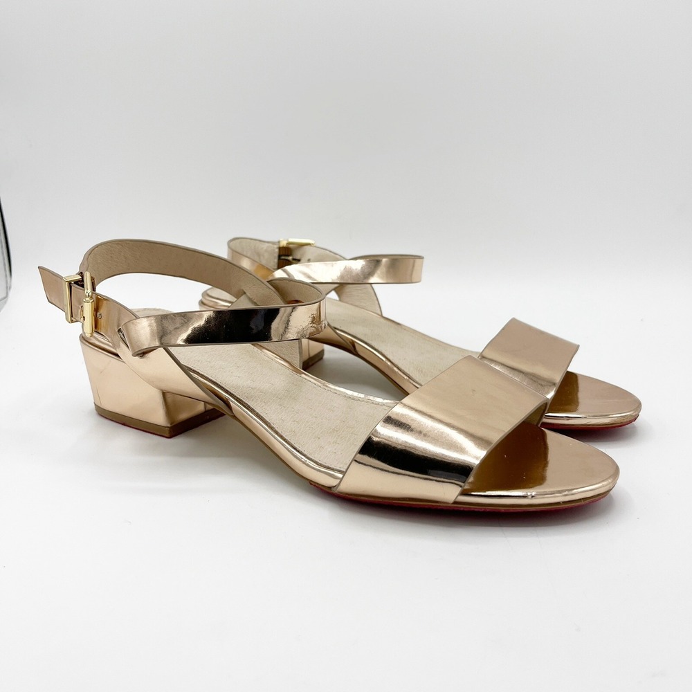 Shellys London Sandals Womens 9.5 Rose Gold Dacey Block Heeled Slingback Shoe